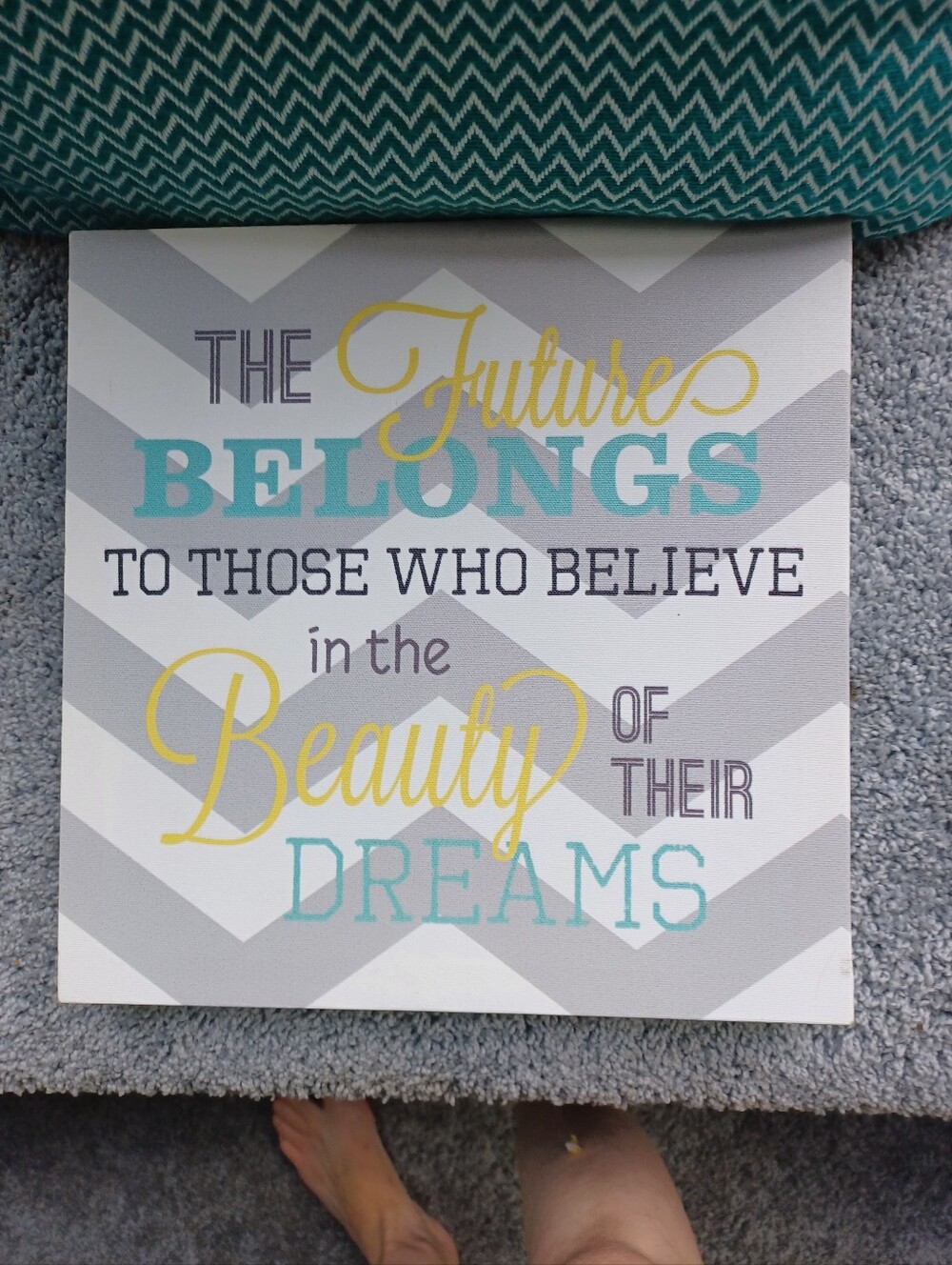 Inspirational 'The Future Belongs' Wall Art Canvas - Yellow, Teal, Gray